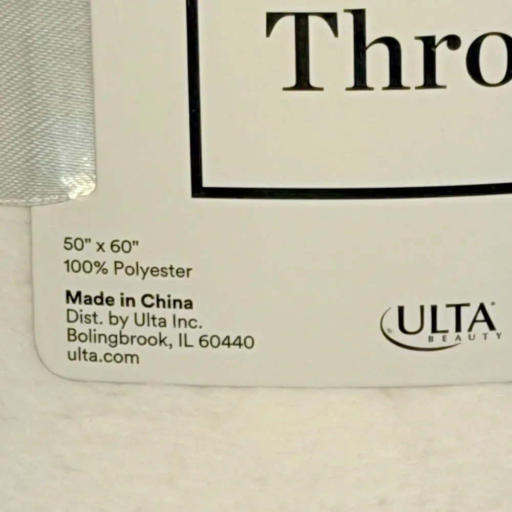 White Ulta Beauty Limited Edition Cream Color Plush Throw Blanket 50